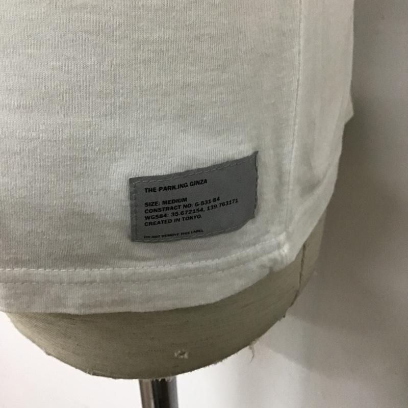 ザパーキングギンザ THE PARK・ING GINZA Tシャツ 半袖 3.9 OVERPRINTED STRIPE M ボーダー柄 白 / ホワイト / X 黒 / ブラック / メンズ USED 古着 中古 10090530