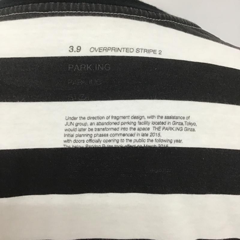 ザパーキングギンザ THE PARK・ING GINZA Tシャツ 半袖 3.9 OVERPRINTED STRIPE M ボーダー柄 白 / ホワイト / X 黒 / ブラック / メンズ USED 古着 中古 10090530