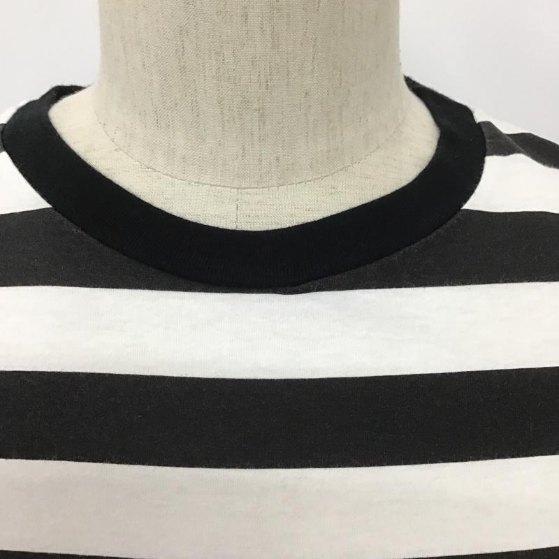 ザパーキングギンザ THE PARK・ING GINZA Tシャツ 半袖 3.9 OVERPRINTED STRIPE M ボーダー柄 白 / ホワイト / X 黒 / ブラック / メンズ USED 古着 中古 10090530