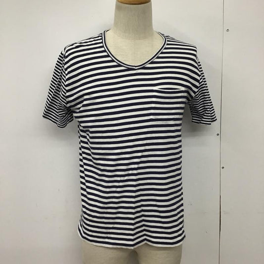 グローバルワーク GLOBAL WORK Tシャツ 半袖 GW021424TS Vネック L ボーダー柄 白 / ホワイト / X 紺 / ネイビー /  メンズ USED 古着 中古 10090543