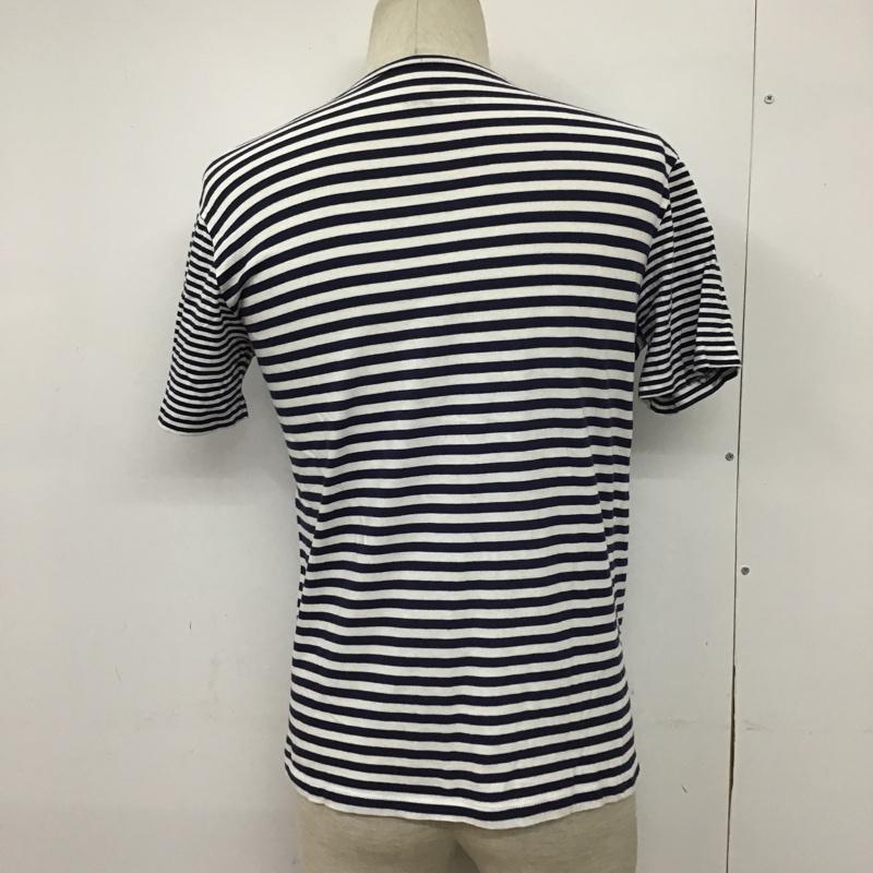 グローバルワーク GLOBAL WORK Tシャツ 半袖 GW021424TS Vネック L ボーダー柄 白 / ホワイト / X 紺 / ネイビー / メンズ USED 古着 中古 10090543