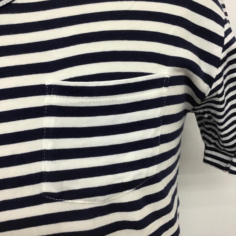 グローバルワーク GLOBAL WORK Tシャツ 半袖 GW021424TS Vネック L ボーダー柄 白 / ホワイト / X 紺 / ネイビー / メンズ USED 古着 中古 10090543