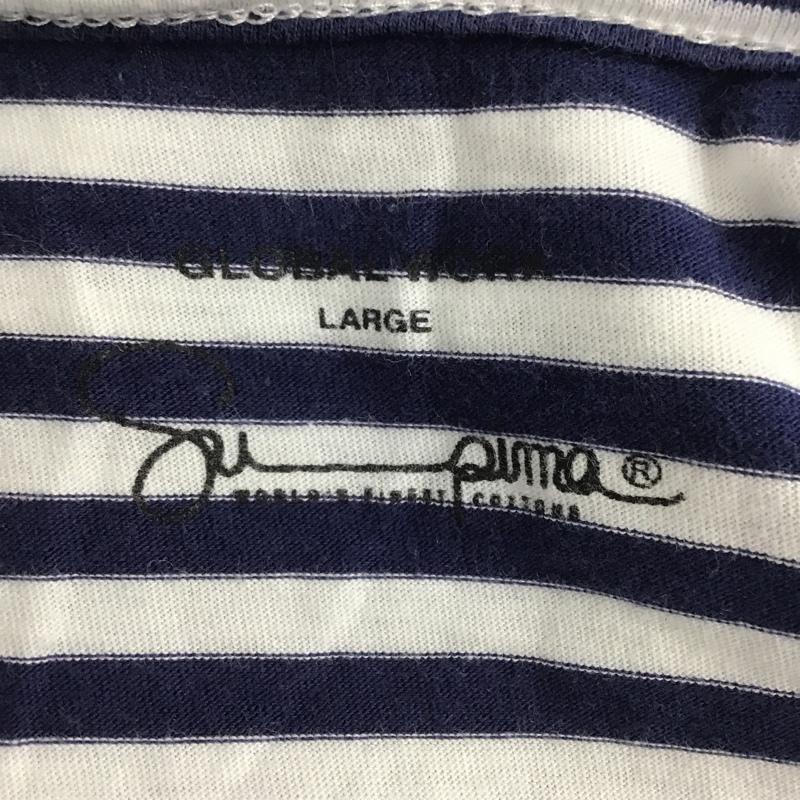 グローバルワーク GLOBAL WORK Tシャツ 半袖 GW021424TS Vネック L ボーダー柄 白 / ホワイト / X 紺 / ネイビー / メンズ USED 古着 中古 10090543