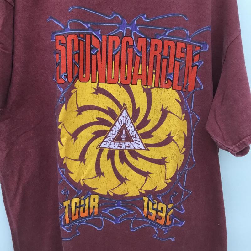 ユーズドクロージング used clothes Tシャツ 半袖 SOUNDGARDEN 復刻 1992年 ツアー Used加工 M プリント X ロゴ、文字 えんじ / ワインレッド / メンズ USED 古着 中古 10090565