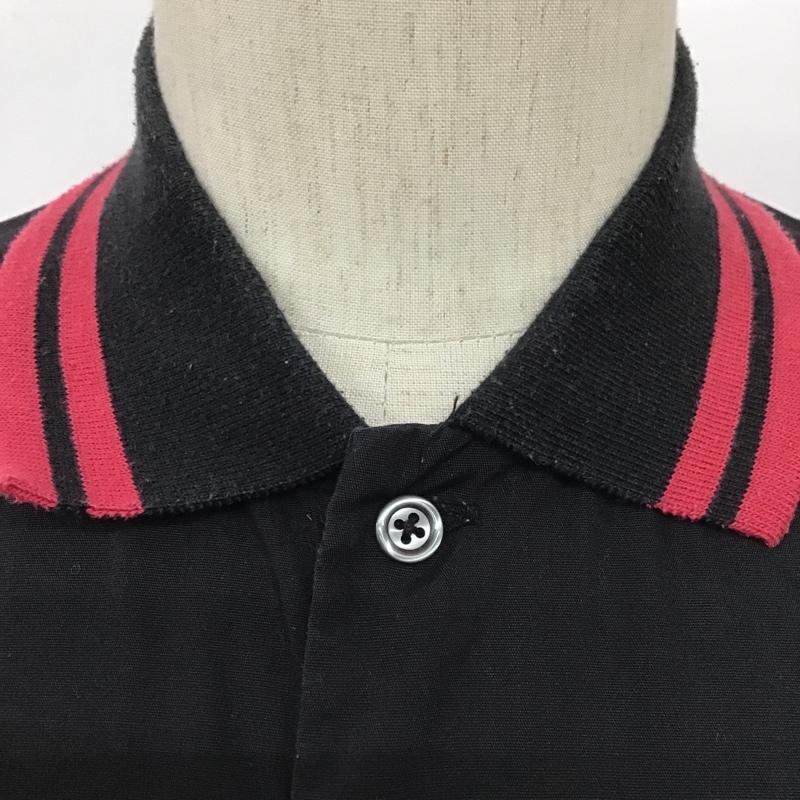 スティッフ STIFF カットソー 半袖 ハーフボタン 刺繍 S ロゴ、文字 黒 / ブラック / X 赤 / レッド / メンズ USED 古着 中古 10090586