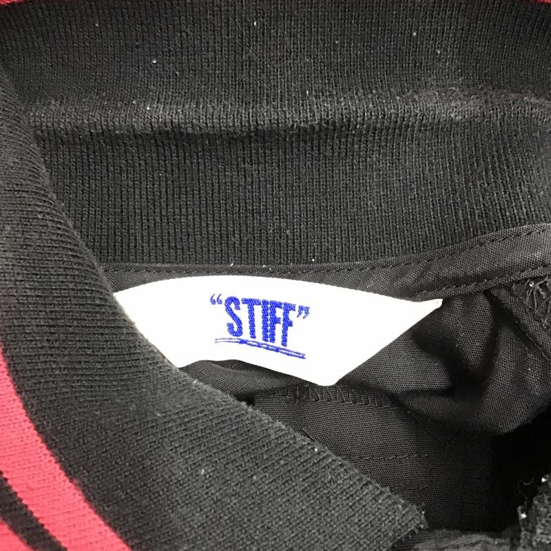 スティッフ STIFF カットソー 半袖 ハーフボタン 刺繍 S ロゴ、文字 黒 / ブラック / X 赤 / レッド / メンズ USED 古着 中古 10090586