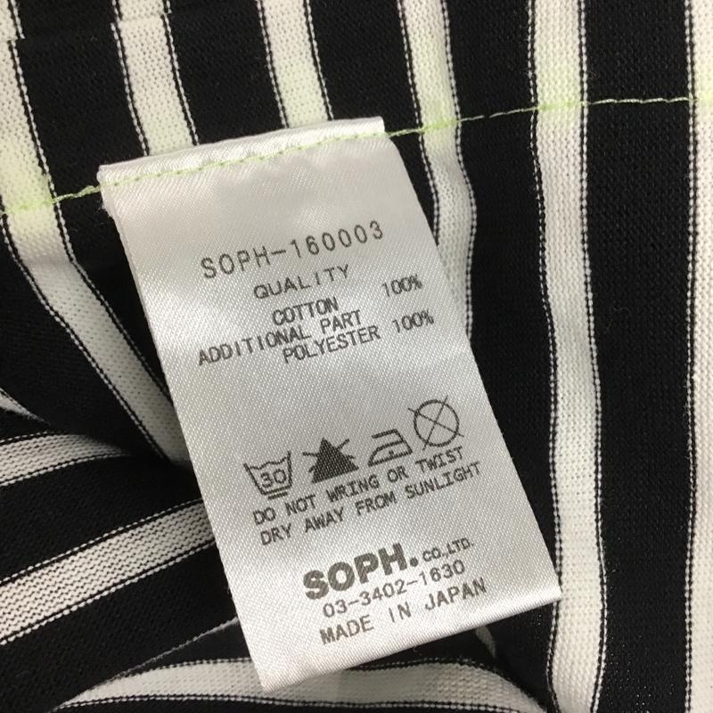 ソフネット SOPHNET. Tシャツ 半袖 SOPH-160003 ボートネック S ボーダー柄 白 / ホワイト / X 黒 / ブラック / X 黄緑 / イエローグリーン / メンズ USED 古着 中古 10090598