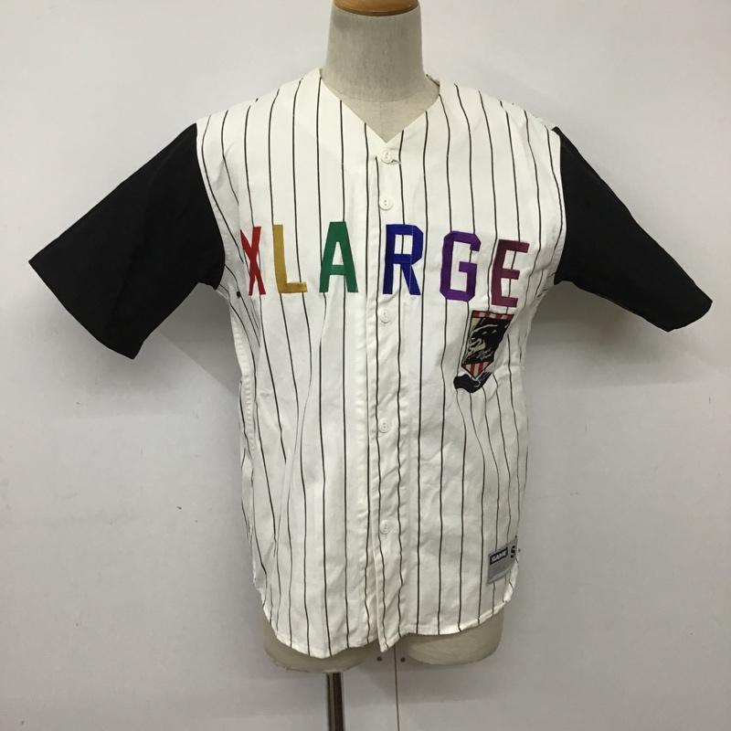 エクストララージ XLARGE シャツ、ブラウス 半袖 01192302 ベースボールシャツ S ロゴ、文字 白 / ホワイト / X 黒 / ブラック / メンズ USED 古着 中古 10090599