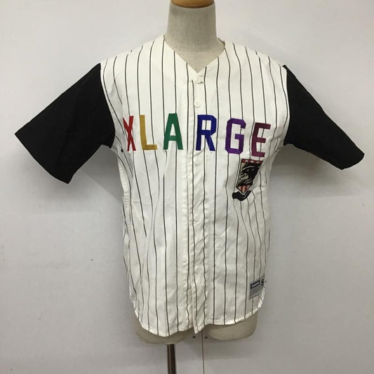 エクストララージ XLARGE シャツ、ブラウス 半袖 01192302 ベースボールシャツ S ロゴ、文字 白 / ホワイト / X 黒 / ブラック /  メンズ USED 古着 中古 10090599