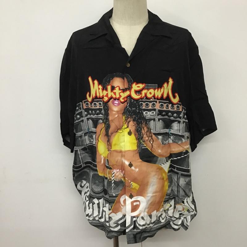 ワコマリア WACKO MARIA シャツ、ブラウス 半袖 MIGHTY CROWN SS HAWAIIAN SHIRT L  黒 / ブラック /  メンズ USED 古着 中古 10090656