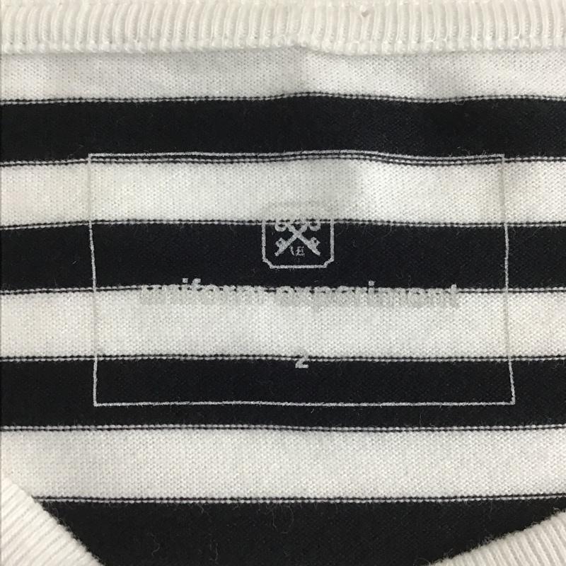 ユニフォームエクスペリメント uniform experiment Tシャツ 長袖 UE-170061 Fake Layerd Line Logo Border Tee ロゴ 2 ボーダー柄 白 / ホワイト / X 黒 / ブラック / X 紫 / パープル /  メンズ USED 古着 中古 10090666