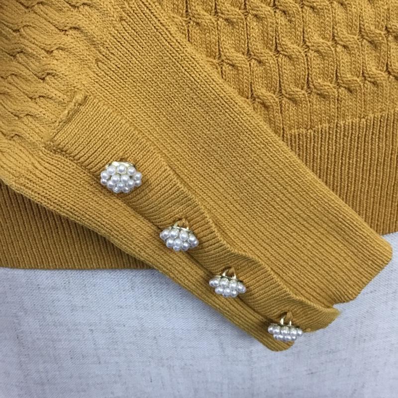 ザラ ZARA ニット、セーター 長袖 M 無地 マスタード / マスタード / レディース USED 古着 中古 10090699