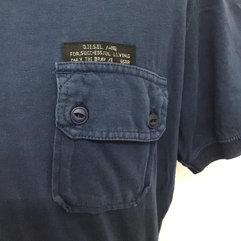 ディーゼル DIESEL ポロシャツ 長袖 S ロゴ、文字 紺 / ネイビー / メンズ USED 古着 中古 10090764