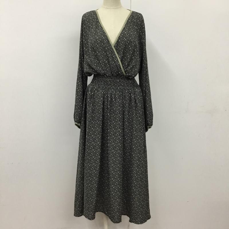 ダブルクローゼット w closet ワンピース ロングスカート カシュクール M 花柄 黒 / ブラック / X 薄緑 / ライトグリーン / レディース USED 古着 中古 10090788