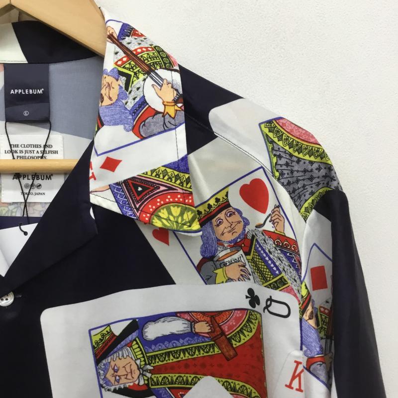アップルバム APPLEBUM シャツ、ブラウス 半袖 King&Queen Aloha S/S Shirt トランプ柄 タグ付 L  紺 / ネイビー /  メンズ USED 古着 中古 10090823