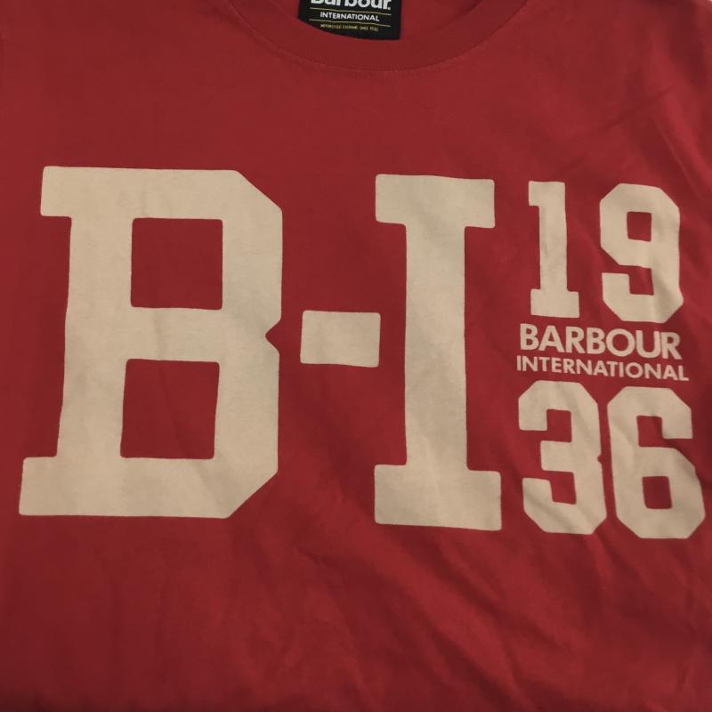 バーブァー Barbour Tシャツ 半袖 M ロゴ、文字 赤 / レッド /  メンズ USED 古着 中古 10090835
