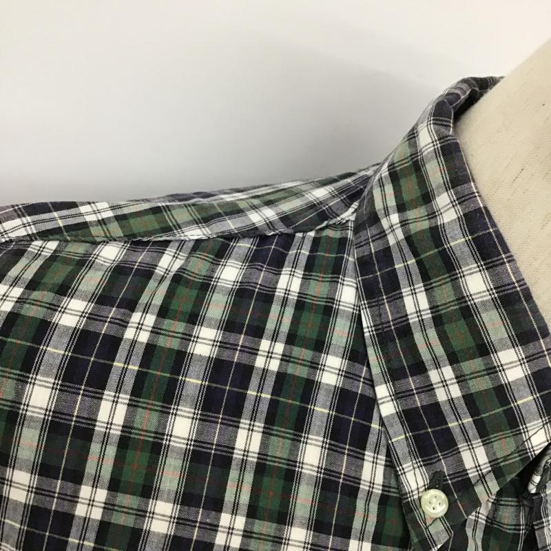 アベイシングエイプ A BATHING APE シャツ、ブラウス 半袖 ボタンダウン チェック L ロゴ、文字 白 / ホワイト / X 紺 / ネイビー / X 緑 / グリーン / X 赤 / レッド /  メンズ USED 古着 中古 10090938