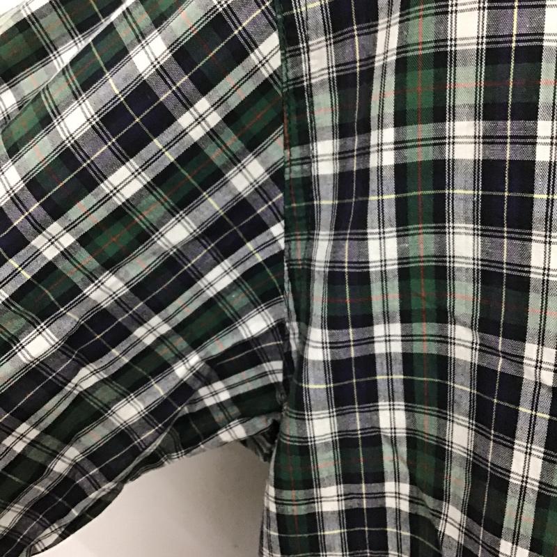 アベイシングエイプ A BATHING APE シャツ、ブラウス 半袖 ボタンダウン チェック L ロゴ、文字 白 / ホワイト / X 紺 / ネイビー / X 緑 / グリーン / X 赤 / レッド /  メンズ USED 古着 中古 10090938