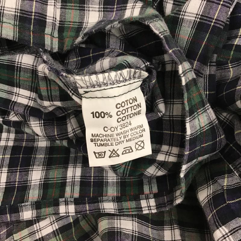 アベイシングエイプ A BATHING APE シャツ、ブラウス 半袖 ボタンダウン チェック L ロゴ、文字 白 / ホワイト / X 紺 / ネイビー / X 緑 / グリーン / X 赤 / レッド /  メンズ USED 古着 中古 10090938