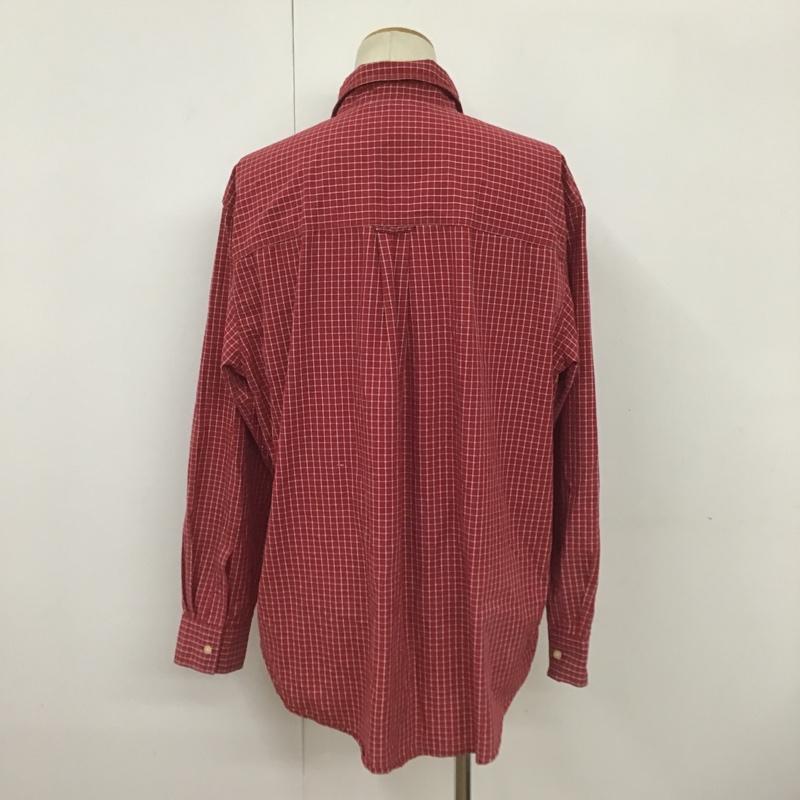 チャップス CHAPS シャツ、ブラウス 長袖 ボタンダウン L チェック 赤 / レッド / X 白 / ホワイト / メンズ USED 古着 中古 10090985