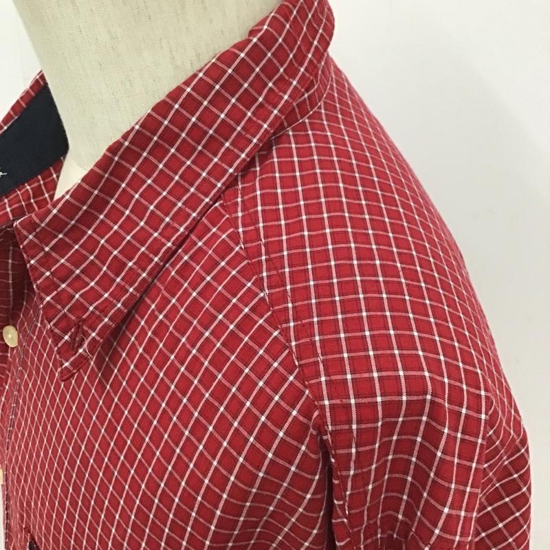 チャップス CHAPS シャツ、ブラウス 長袖 ボタンダウン L チェック 赤 / レッド / X 白 / ホワイト / メンズ USED 古着 中古 10090985