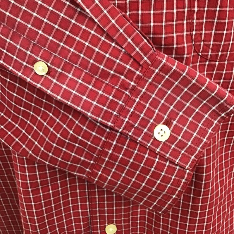 チャップス CHAPS シャツ、ブラウス 長袖 ボタンダウン L チェック 赤 / レッド / X 白 / ホワイト / メンズ USED 古着 中古 10090985