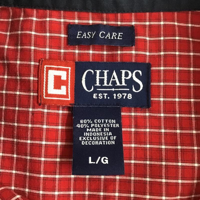 チャップス CHAPS シャツ、ブラウス 長袖 ボタンダウン L チェック 赤 / レッド / X 白 / ホワイト / メンズ USED 古着 中古 10090985