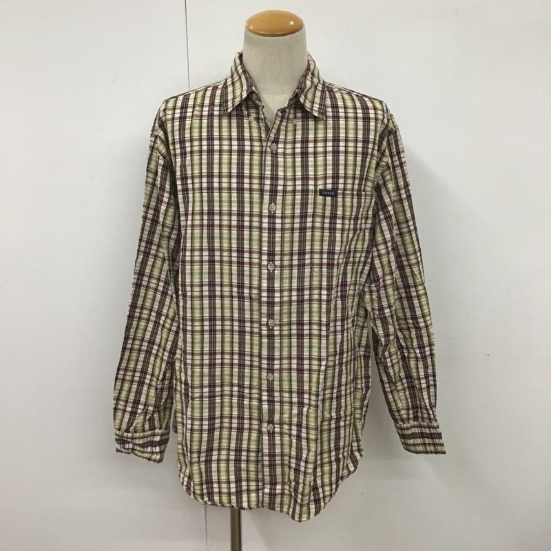 チャップス CHAPS シャツ、ブラウス 長袖 ボタンダウン L チェック 白 / ホワイト / X 黄緑 / イエローグリーン / X えんじ / ワインレッド / X 緑 / グリーン / メンズ USED 古着 中古 10090989