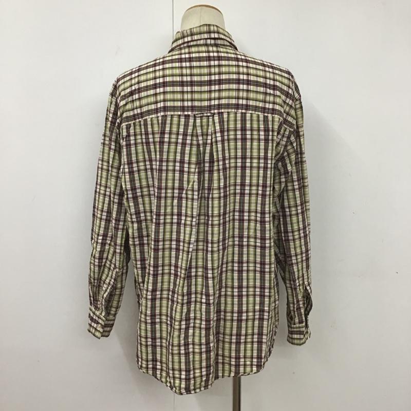 チャップス CHAPS シャツ、ブラウス 長袖 ボタンダウン L チェック 白 / ホワイト / X 黄緑 / イエローグリーン / X えんじ / ワインレッド / X 緑 / グリーン / メンズ USED 古着 中古 10090989