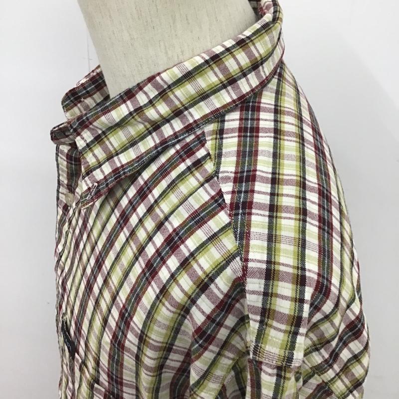チャップス CHAPS シャツ、ブラウス 長袖 ボタンダウン L チェック 白 / ホワイト / X 黄緑 / イエローグリーン / X えんじ / ワインレッド / X 緑 / グリーン / メンズ USED 古着 中古 10090989