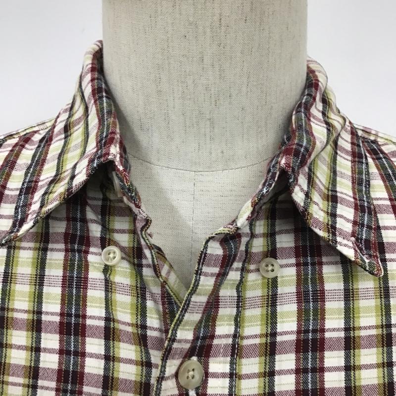 チャップス CHAPS シャツ、ブラウス 長袖 ボタンダウン L チェック 白 / ホワイト / X 黄緑 / イエローグリーン / X えんじ / ワインレッド / X 緑 / グリーン / メンズ USED 古着 中古 10090989