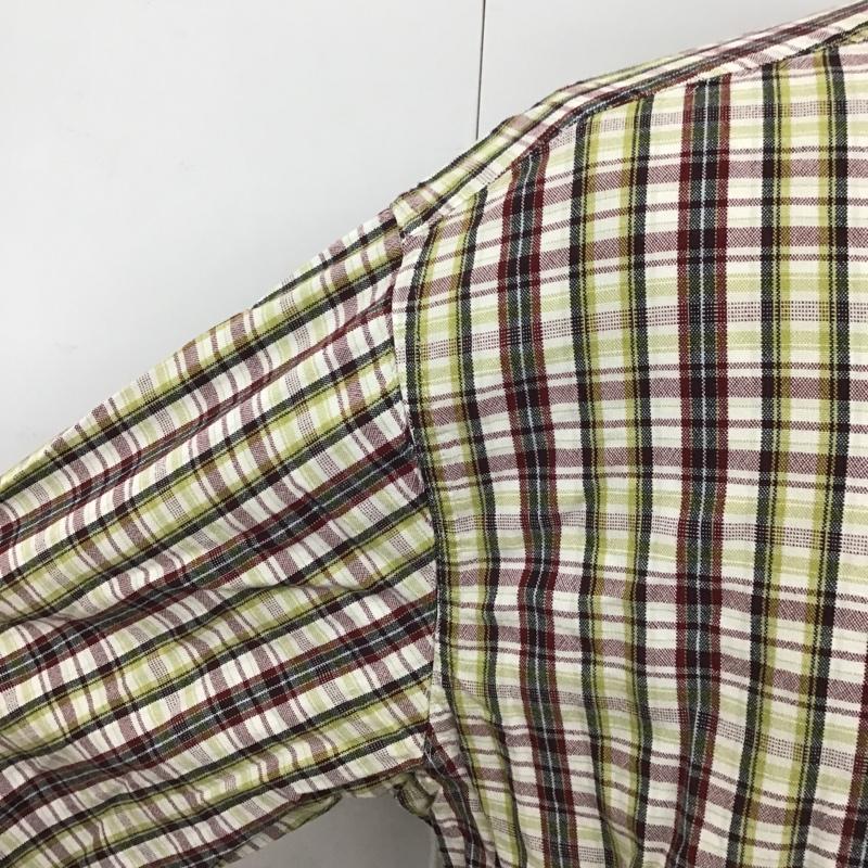 チャップス CHAPS シャツ、ブラウス 長袖 ボタンダウン L チェック 白 / ホワイト / X 黄緑 / イエローグリーン / X えんじ / ワインレッド / X 緑 / グリーン / メンズ USED 古着 中古 10090989
