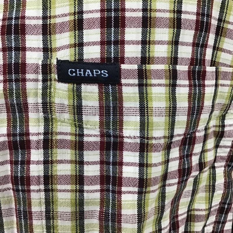 チャップス CHAPS シャツ、ブラウス 長袖 ボタンダウン L チェック 白 / ホワイト / X 黄緑 / イエローグリーン / X えんじ / ワインレッド / X 緑 / グリーン / メンズ USED 古着 中古 10090989