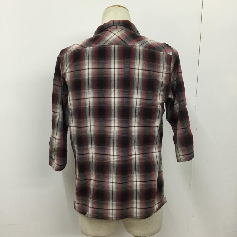 クーティー COOTIE シャツ、ブラウス 七分袖 オープンカラー M チェック 白 / ホワイト / X 黒 / ブラック / X 灰 / グレー / X えんじ / ワインレッド /  メンズ USED 古着 中古 10091224