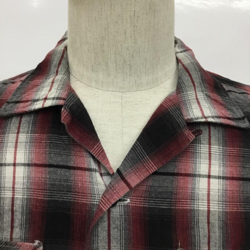 クーティー COOTIE シャツ、ブラウス 七分袖 オープンカラー M チェック 白 / ホワイト / X 黒 / ブラック / X 灰 / グレー / X えんじ / ワインレッド /  メンズ USED 古着 中古 10091224