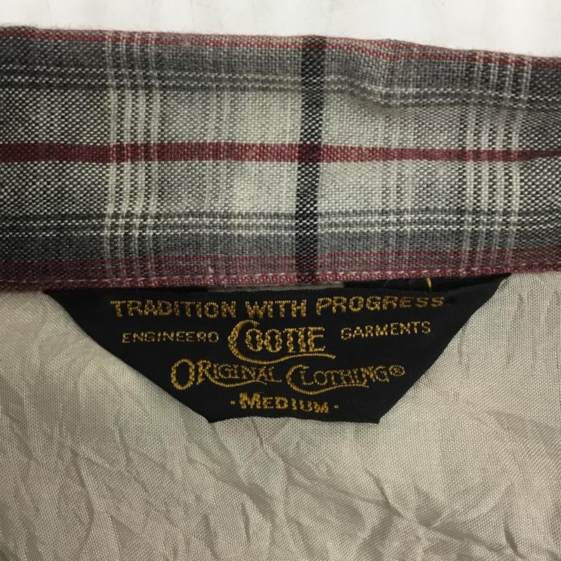 クーティー COOTIE シャツ、ブラウス 七分袖 オープンカラー M チェック 白 / ホワイト / X 黒 / ブラック / X 灰 / グレー / X えんじ / ワインレッド /  メンズ USED 古着 中古 10091224