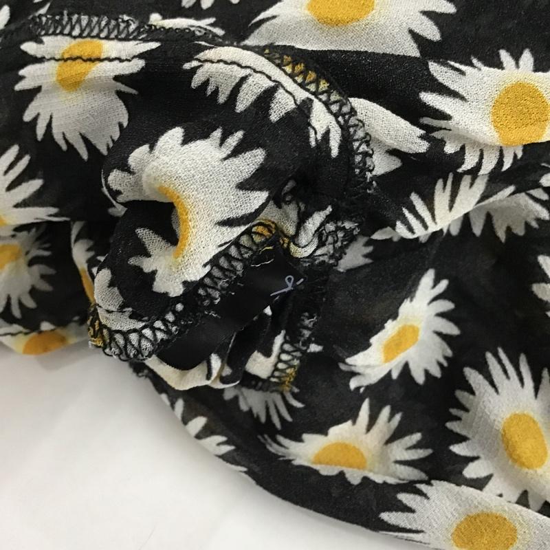 ザラ ZARA カットソー 長袖 花柄長袖カットソー シースルーカットソー 総柄 XS 総柄 X 花柄 白 / ホワイト / X 青 / ブルー / X 黄 / イエロー /  レディース USED 古着 中古 10091380