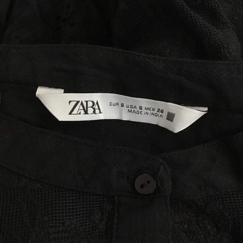 ザラ ZARA シャツ、ブラウス 長袖 5598 230 800 エンブロイダリー バンドカラー S 刺繍 黒 / ブラック / レディース USED 古着 中古 10091420