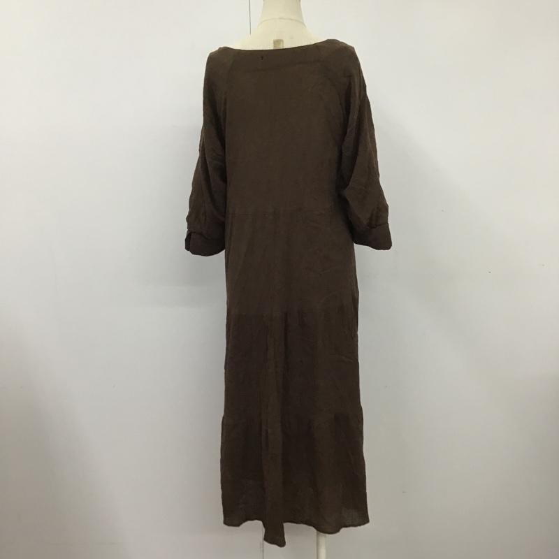 ダブルクローゼット w closet ワンピース ロングスカート 323228 ボリュームタックティアードワンピース 無地 茶 / ブラウン / レディース USED 古着 中古 10091427