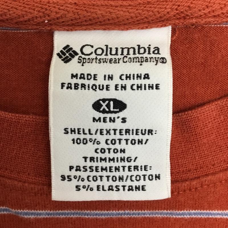 コロンビア Columbia Tシャツ 半袖 S4PM6384 XL ボーダー柄 茶 / ブラウン / X 水色 / ライトブルー / X 白 / ホワイト /  メンズ USED 古着 中古 10091710