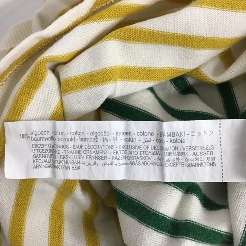 ザラ ZARA カットソー 半袖 0858 098 390 S ボーダー柄 白 / ホワイト / X 黄 / イエロー / X 緑 / グリーン /  レディース USED 古着 中古 10091717