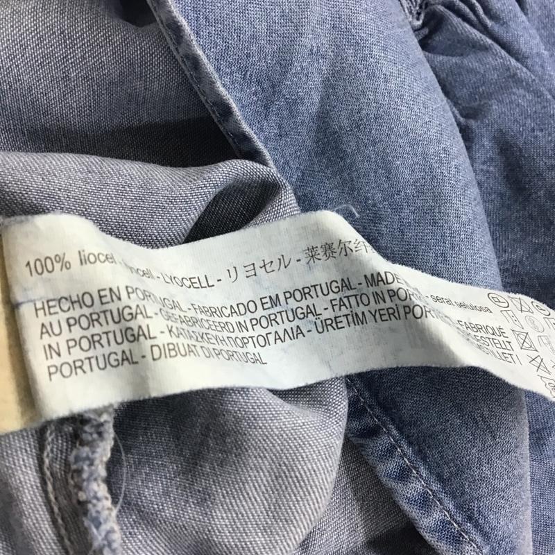 ザラウーマン ZARA WOMAN カットソー 半袖 ドロップショルダーカットソー 前開カットソー 半袖カットソー S 無地 インディゴ / インディゴ /  レディース USED 古着 中古 10091794