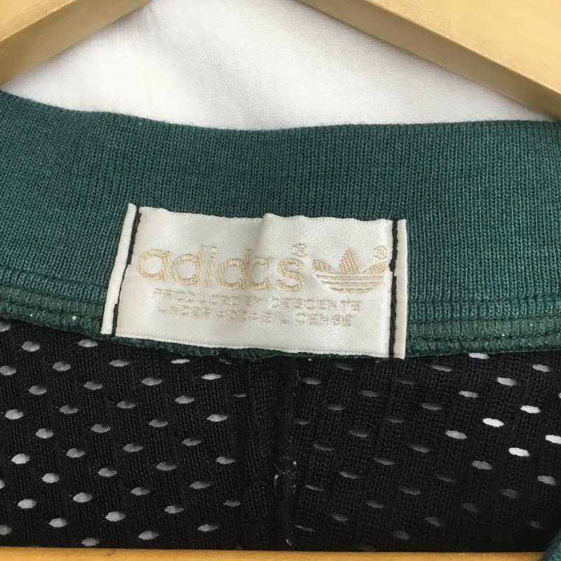 アディダス adidas カットソー 半袖 デサント社製 90s メッシュ フットボールシャツ FREE ロゴ、文字 X プリント X 刺繍 黒 / ブラック / X 緑 / グリーン / メンズ USED 古着 中古 10091837
