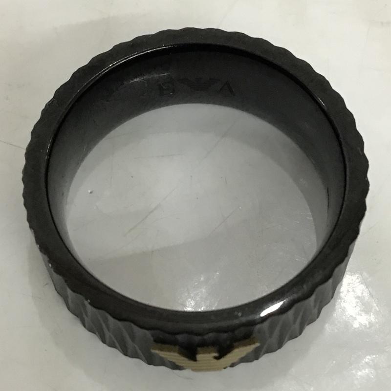 エンポリオアルマーニ EMPORIO ARMANI アクセサリー 指輪 22号 EGS2874 箱有 ワンポイント 黒 / ブラック / X 金 / ゴールド / メンズ USED 古着 中古 10091891