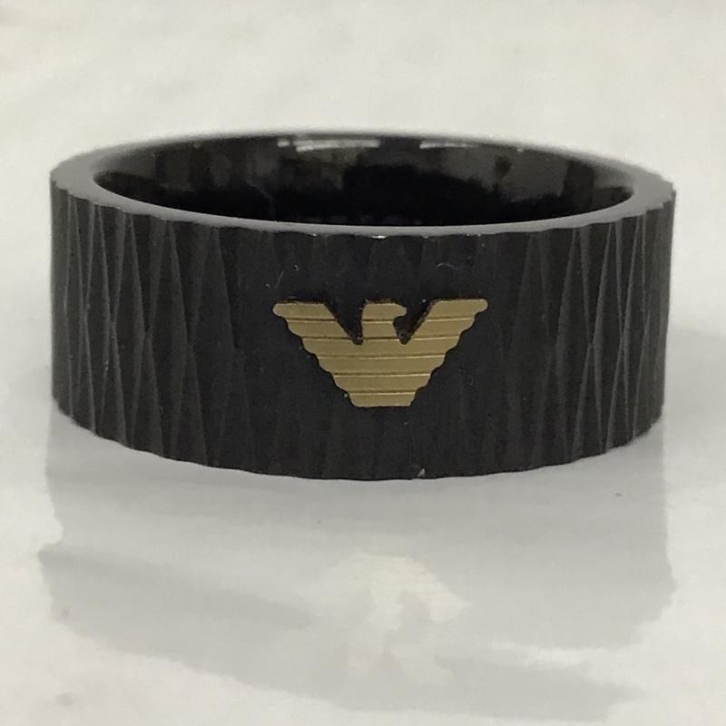 エンポリオアルマーニ EMPORIO ARMANI アクセサリー 指輪 22号 EGS2874 箱有 ワンポイント 黒 / ブラック / X 金 / ゴールド / メンズ USED 古着 中古 10091891