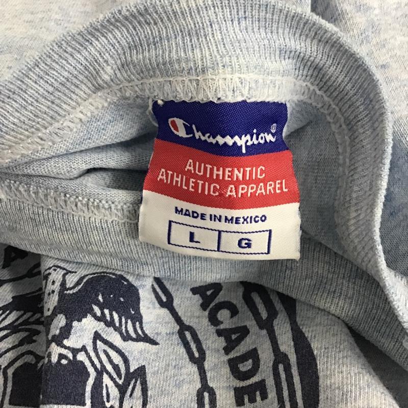 チャンピオン Champion Tシャツ 半袖 L ロゴ、文字 水色 / ライトブルー /  メンズ USED 古着 中古 10091909