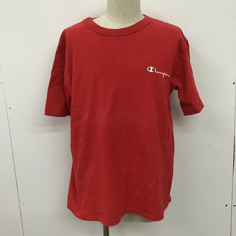 チャンピオン Champion Tシャツ 半袖 プリントロゴ クルーネック L ワンポイント 赤 / レッド /  メンズ USED 古着 中古 10091910