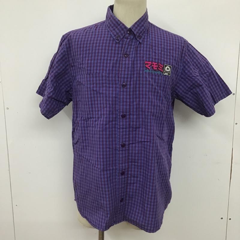 マジカルモッシュミスフィッツ MxMxM シャツ、ブラウス 半袖 ボタンダウン チェック L ロゴ、文字 紫 / パープル /  メンズ USED 古着 中古 10091922