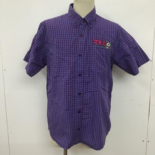 マジカルモッシュミスフィッツ MxMxM シャツ、ブラウス 半袖 ボタンダウン チェック L ロゴ、文字 紫 / パープル /  メンズ USED 古着 中古 10091922