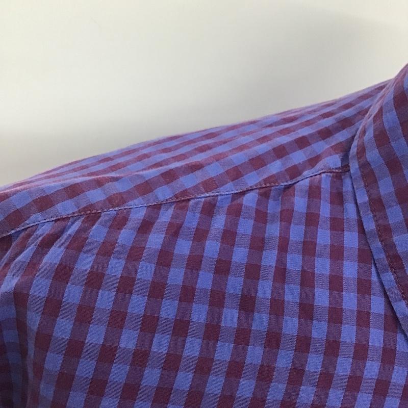 マジカルモッシュミスフィッツ MxMxM シャツ、ブラウス 半袖 ボタンダウン チェック L ロゴ、文字 紫 / パープル /  メンズ USED 古着 中古 10091922